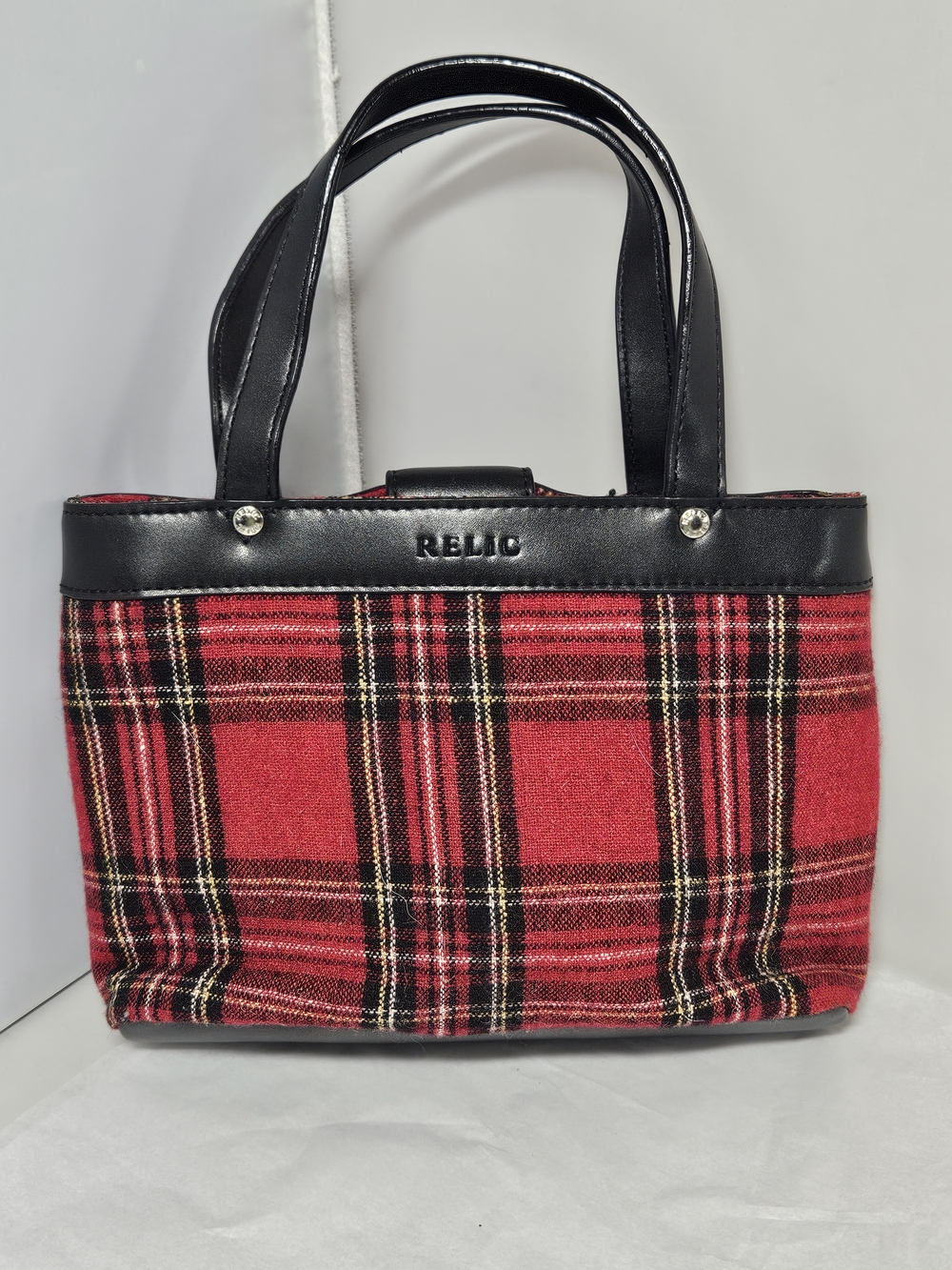 Relic Red And Black Plaid Purse Bag with Black Trim